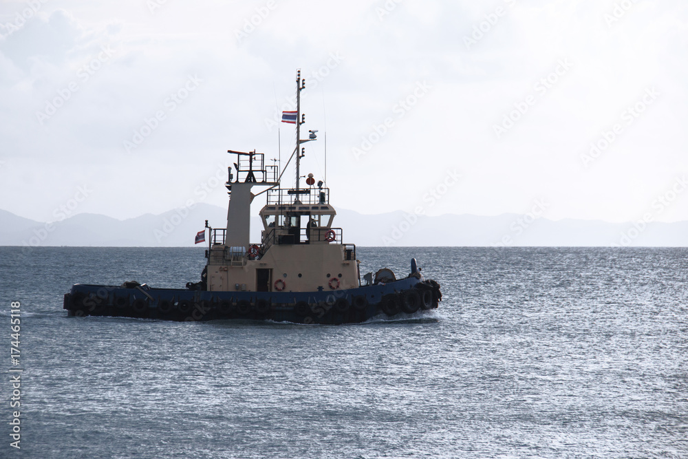 Image of Coastal Patrol boat in the blue ocean.