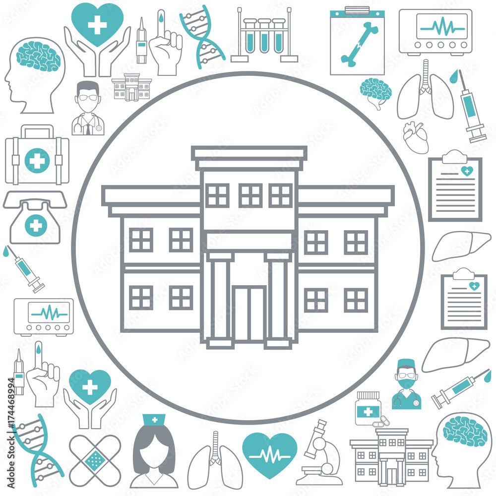 Medical healthcare service Vector Ilustration icon urban