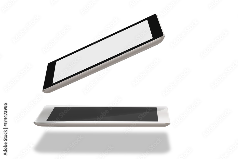 Computer tablet with blank screen on white background, copy space and input text idea Computer tablet with blank screen on white background, copy space and input text idea