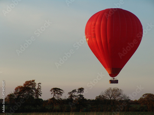 Hot Air balloon over English landscape
