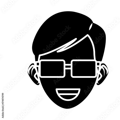 Young man with sunglasses cartoon icon vector illustration graphic design