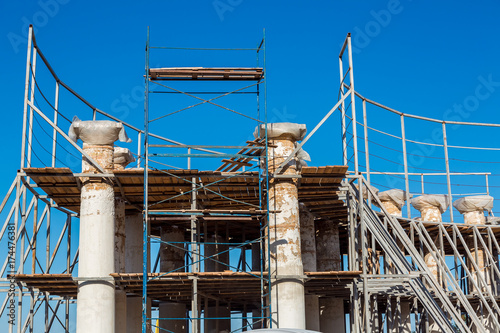 Reconstruction of ancientl colonnades. photo