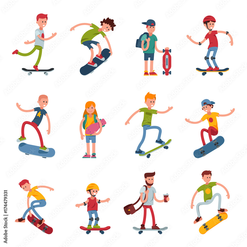 Young skateboarder active people sport extreme active skateboarding urban jumping tricks vector illustration. Young skateboarder active people sport extreme active skateboarding urban jumping tricks vector illustration.