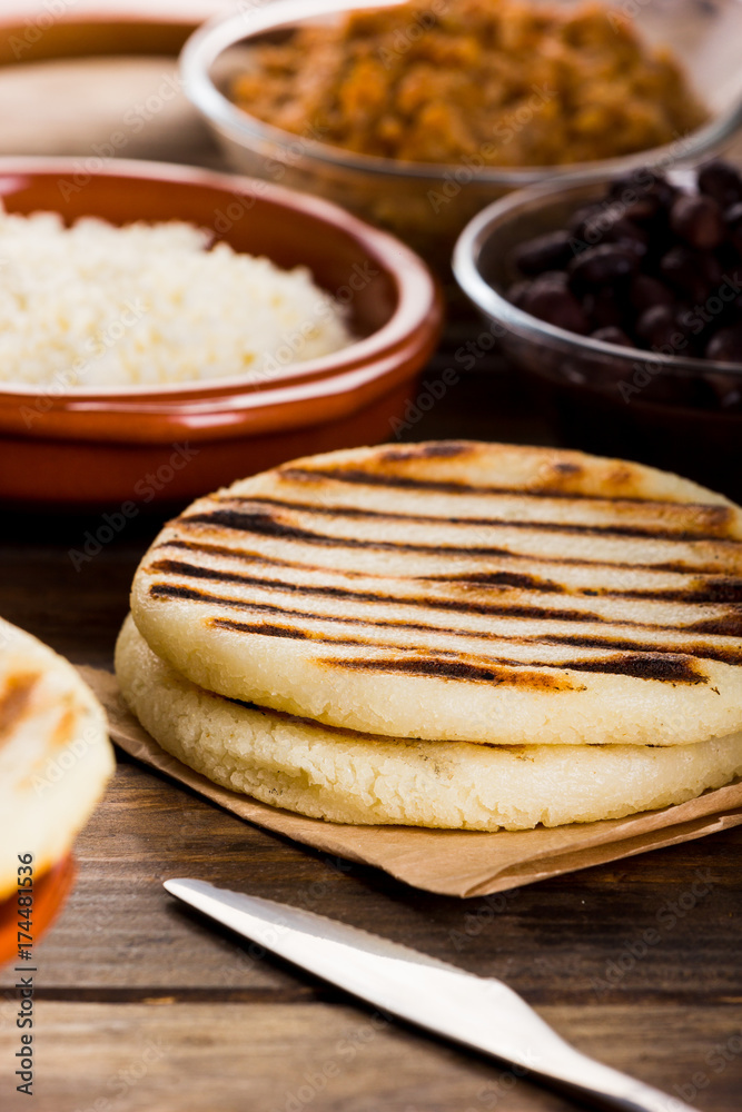 Breakfast typical of Latin American countries, Arepa