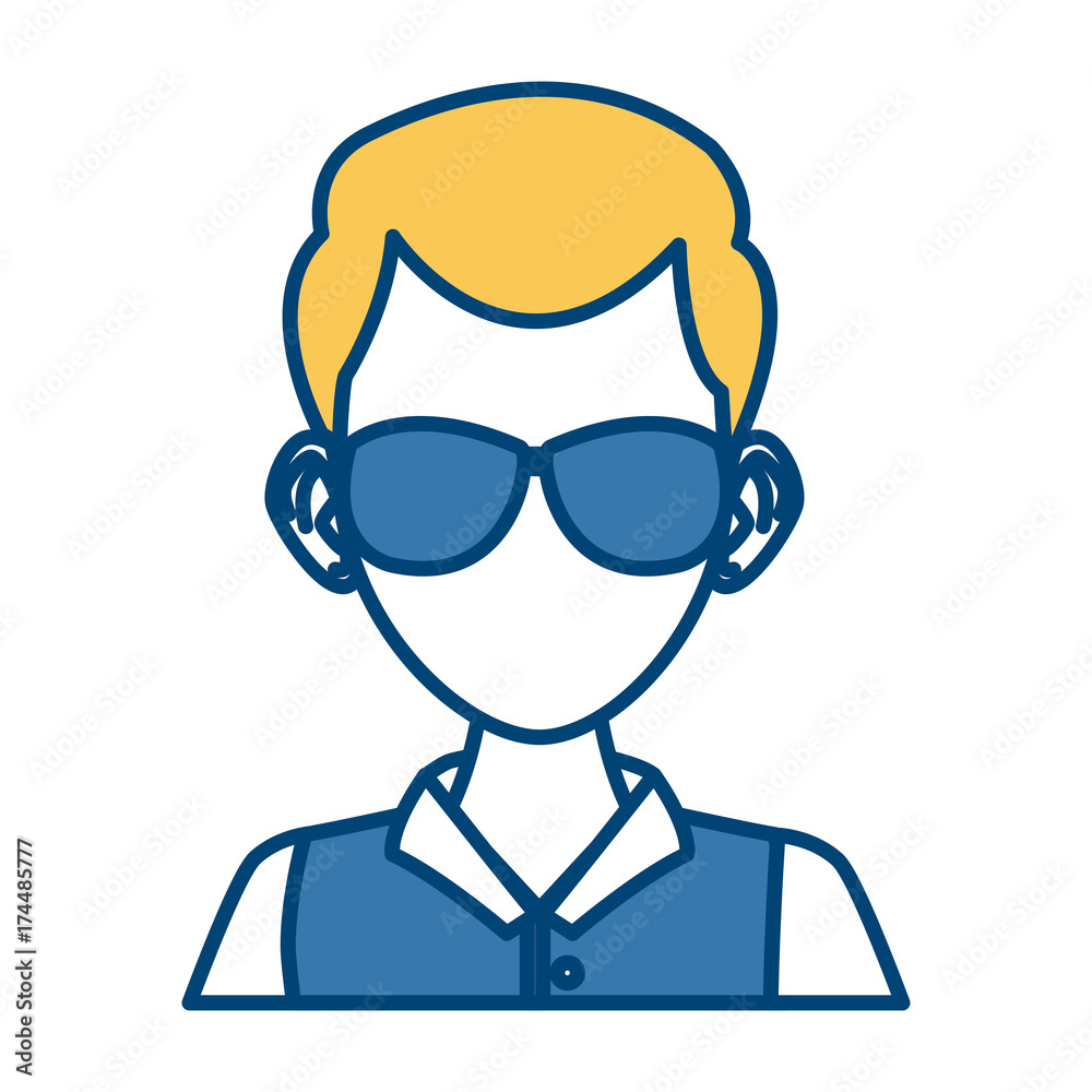 Young man with sunglasses cartoon icon vector illustration graphic design Young man with sunglasses cartoon icon vector illustration graphic design