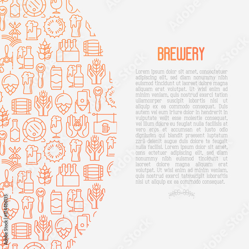 Beer concept with thin line icons related to brewery and Beer October Festival. Modern vector illustration for banner, web page, print media with place for text.