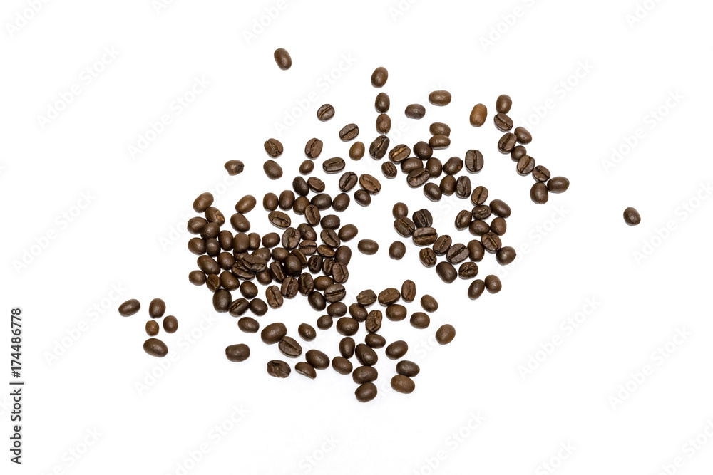 Coffee beans isolated on white background. Close up image. Coffee beans isolated on white background. Close up image.