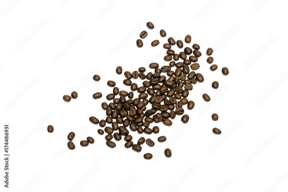 Coffee beans isolated on white background. Close up image. Coffee beans isolated on white background. Close up image.