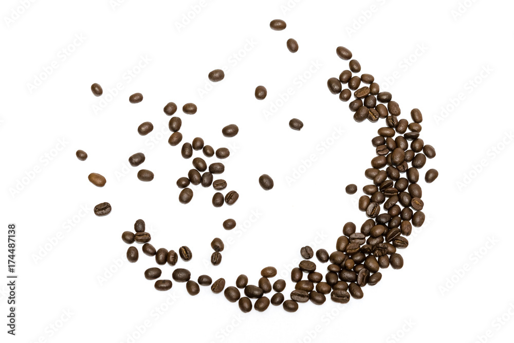 Coffee beans isolated on white background. Close up image. Coffee beans isolated on white background. Close up image.
