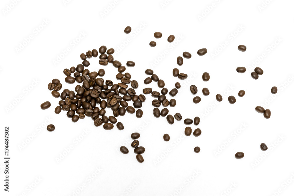 Coffee beans isolated on white background. Close up image. Coffee beans isolated on white background. Close up image.