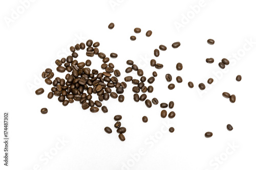 Coffee beans isolated on white background. Close up image.