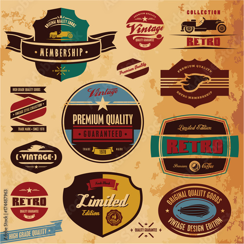 Retro style labels and badges vintage collection. Limited edition. Premium quality.