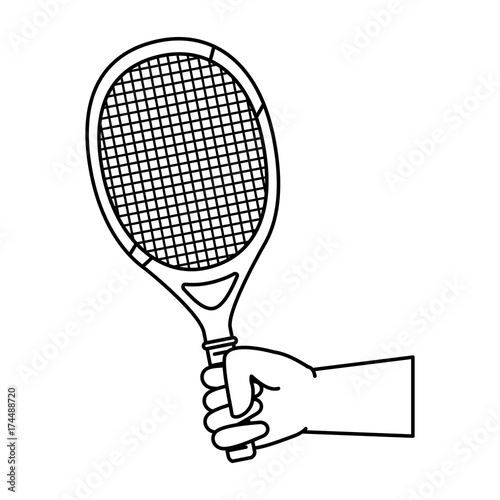 hand human with tennis racket