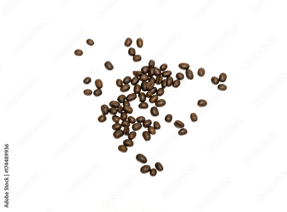 Coffee beans isolated on white background. Close up image. Coffee beans isolated on white background. Close up image.