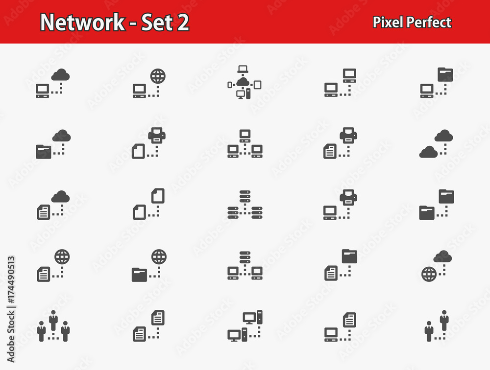 Network Icons. Professional, pixel perfect icons optimized for both large and small resolutions. EPS 8 format.