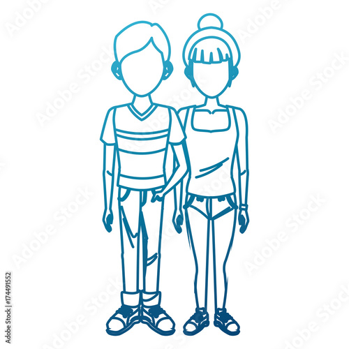 Young couple cartoon icon vector illustration graphic design