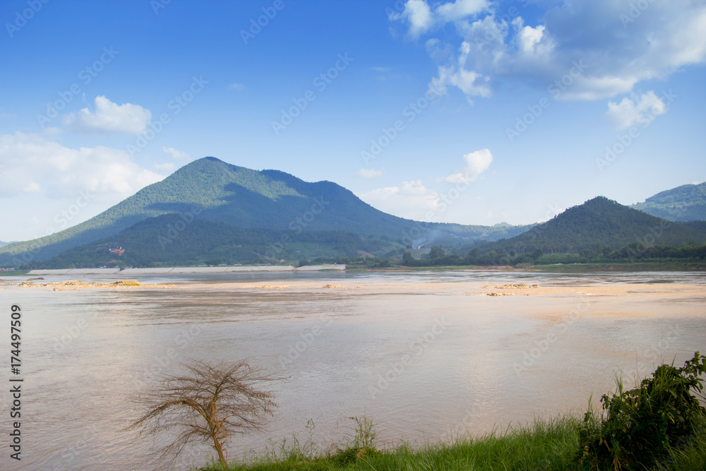 Landscape view of Khong river from Chaingkhan district, Thailand
