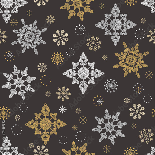 Seamless pattern with snowflakes  for Christmas packaging, textiles, wallpape...
