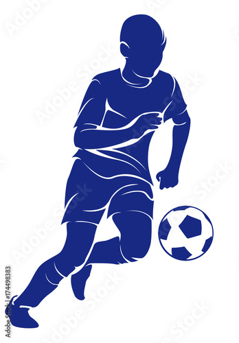 The child plays football