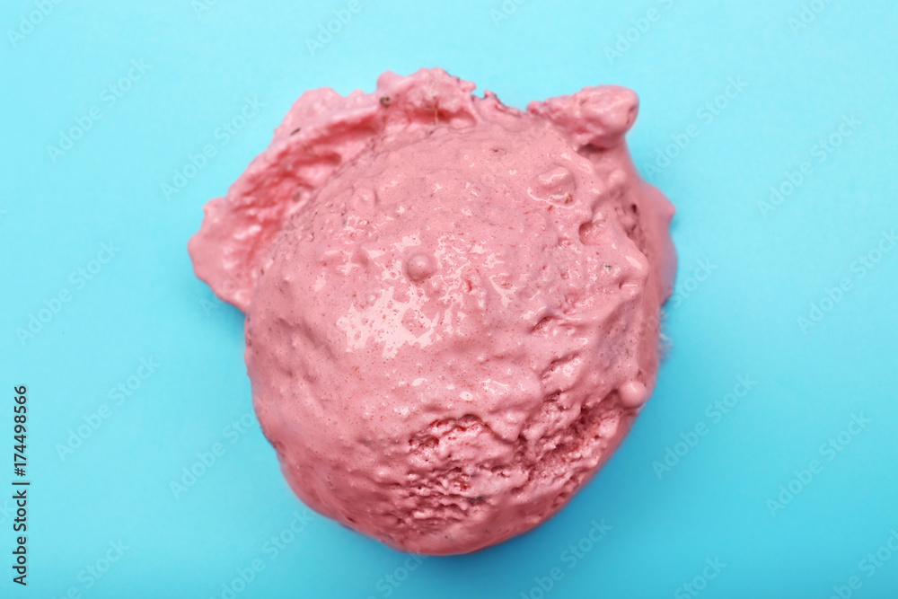 Delicious strawberry ice-cream on color background Delicious strawberry ice-cream on color background