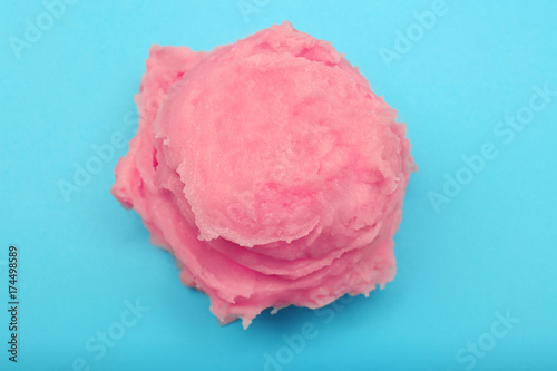 Delicious strawberry ice-cream on color background