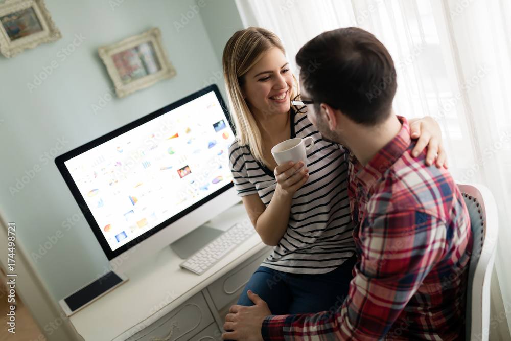 Young attractive designers working together from home Young attractive designers working together from home