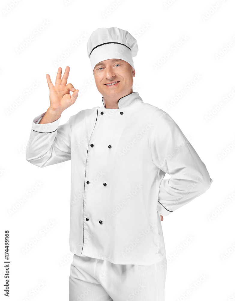 Male chef in uniform on white background Male chef in uniform on white background