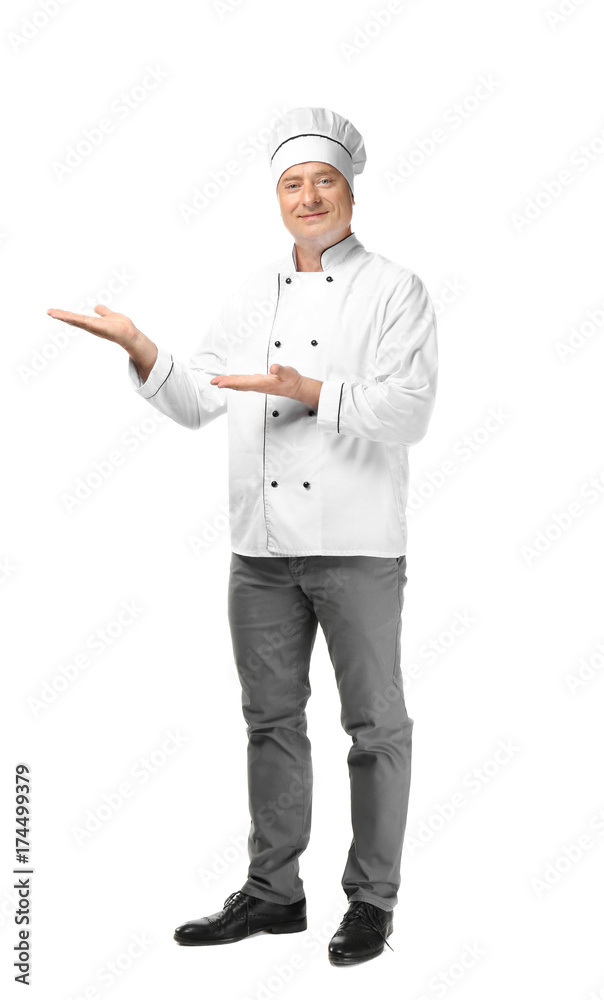 Male chef in uniform on white background Male chef in uniform on white background