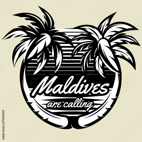 monochrome vector template for logo with two palms