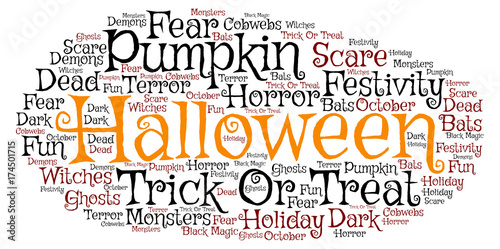 Words cloud Halloween concept, cloud shape.