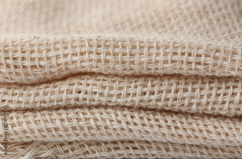 Folded hemp cloth texture  closeup