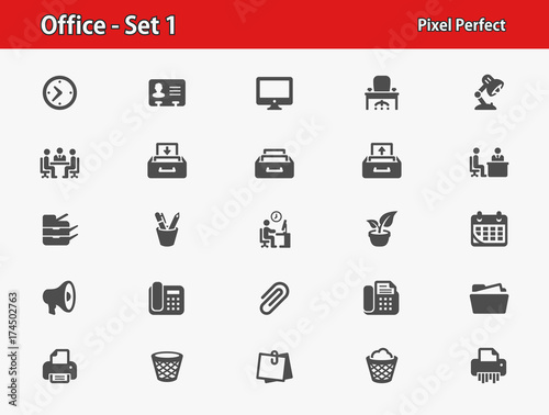 Office Icons. Professional, pixel perfect icons optimized for both large and small resolutions. EPS 8 format.