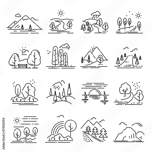 Landscape thin line set