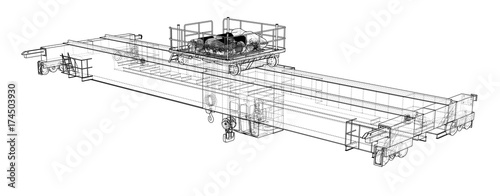 Overhead crane sketch. Vector