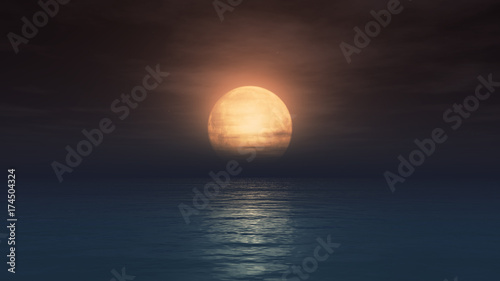 ocean full moon clouds © aleksandar nakovski