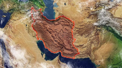 Cartina dell’Iran e confini, cartina fisica Medio Oriente, penisola arabica, cartina con rilievi e montagne photo