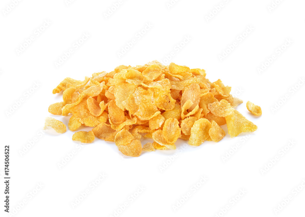 corn flakes isolated on white background. corn flakes isolated on white background.