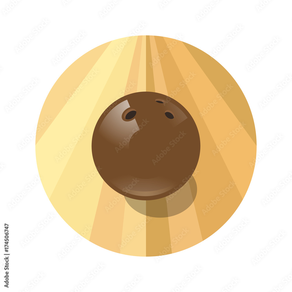 Fototapeta premium Bowling illustration. Bowling emblem. Bowling brown ball in the circle.