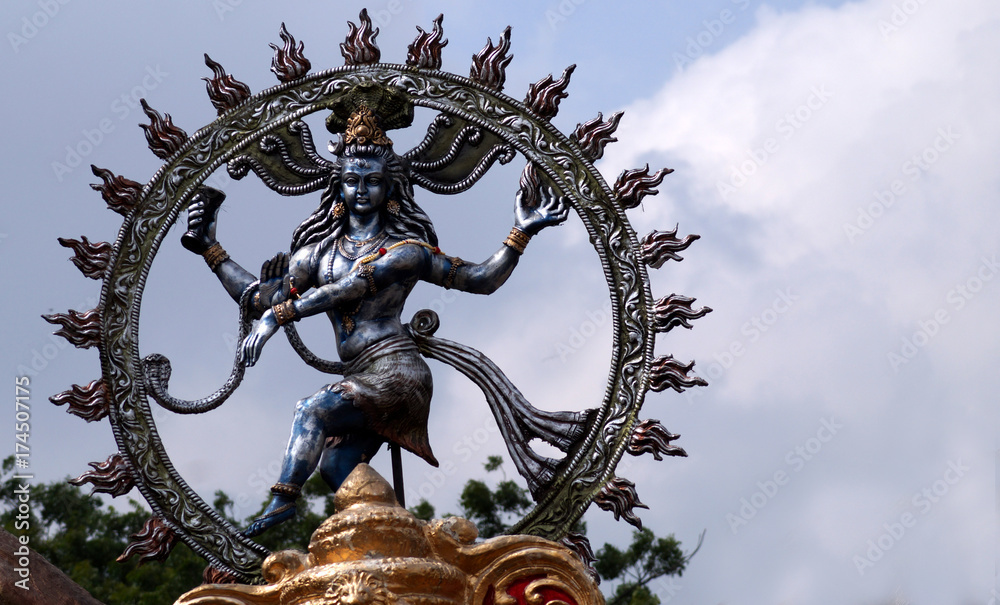Indian Hindu People bring God Nataraja or shiva Idol for immersion in water body in Ganesha Chathurthi festival 