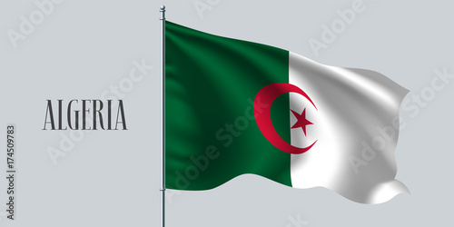 Algeria waving flag on flagpole vector illustration