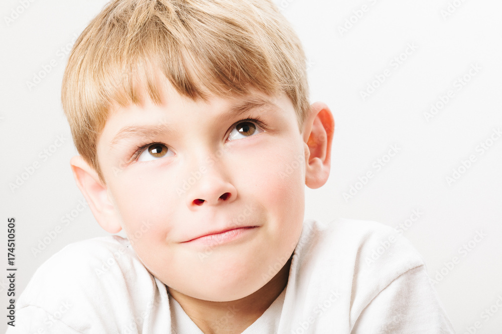 Caucasian European school boy closeup portrait Caucasian European school boy closeup portrait