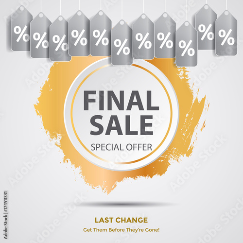 Abstract Brush Stroke Designs Final Sale. Final Sale banner. Watercolor sale and discount labels.