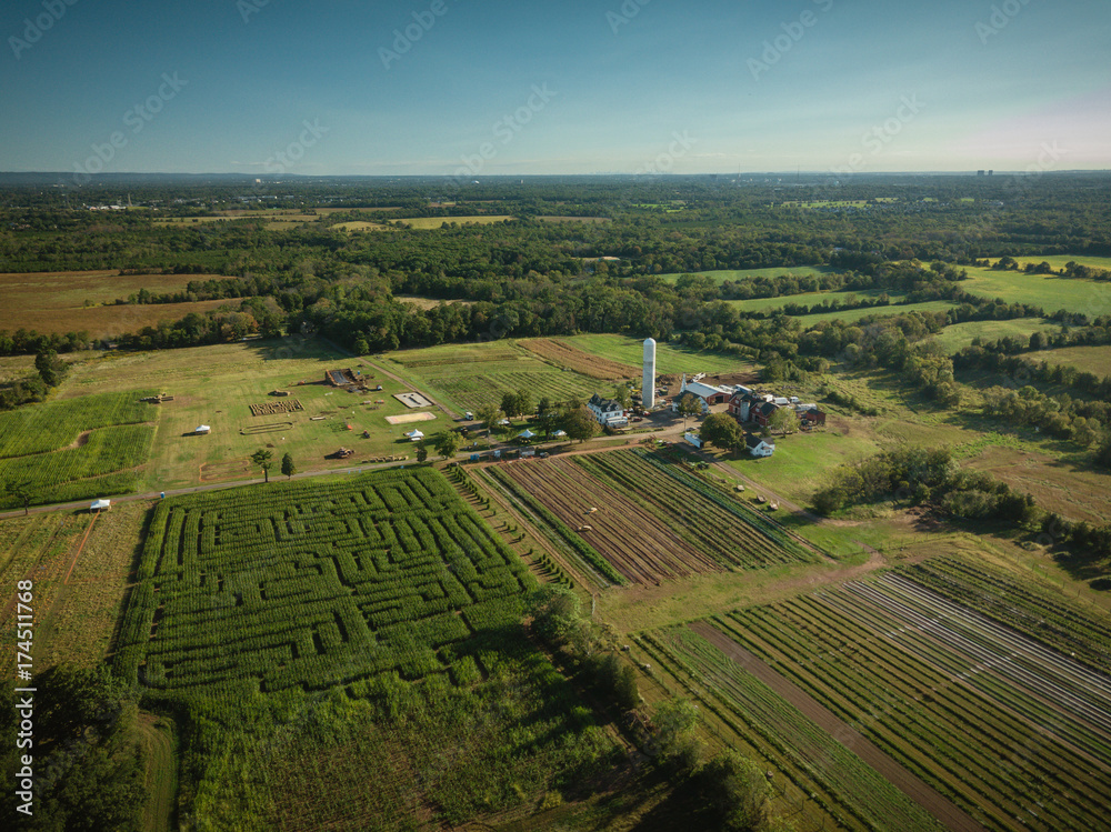 Aerial of Corn Maze Farm