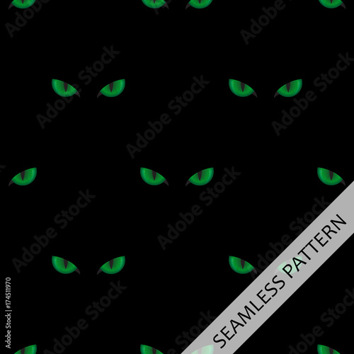 seamless pattern with green cat eyes