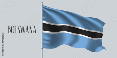 Free Download Botswana waving flag on flagpole vector illustration - GFXLoad