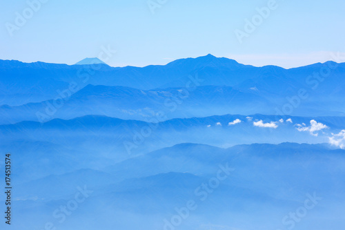 Mountain Fuji and high mountain range at Nagano prefecture  Southern Japan Alps. 