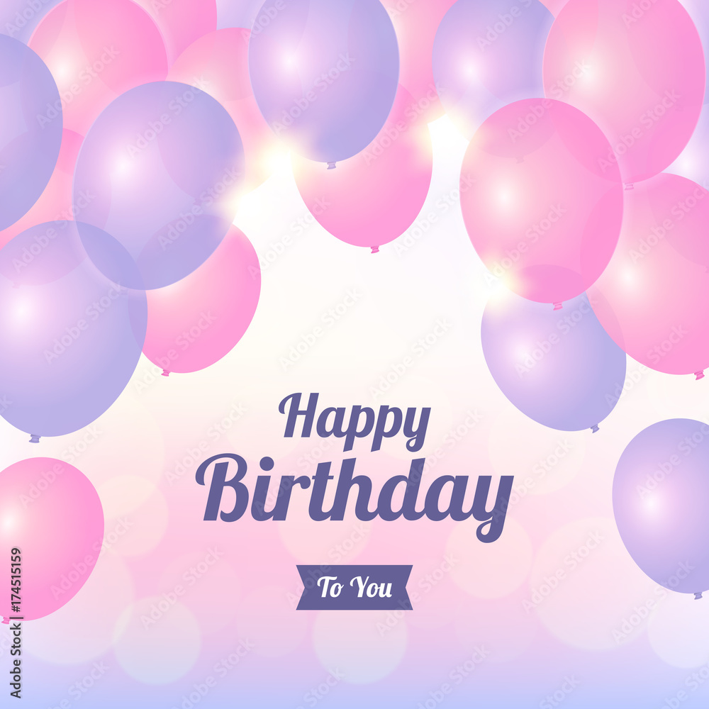 Happy birthday background design with balloon and shiny sky background ...