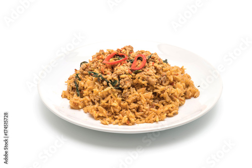 spicy fried rice with pork and basil