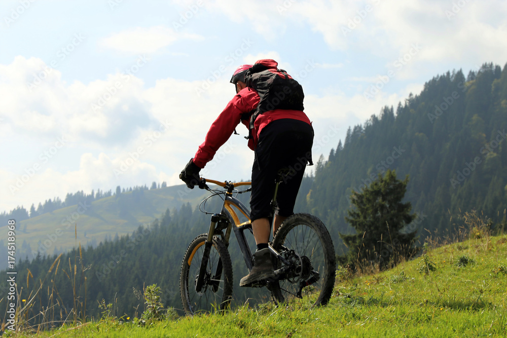 Fototapeta premium Mountainbiketour in den Alpen