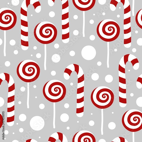 Candy seamless christmas pattern. Vector winter holidays print for textile, wallpaper, fabric.